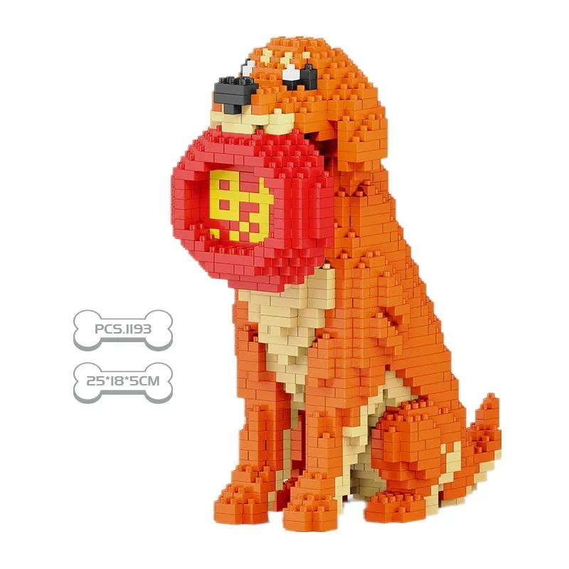 Mini Blocks Dog Realistic Animal Golden Retriever Kit Persian Ragdoll Cat STEM Educational Toy Home Decoration: Orange