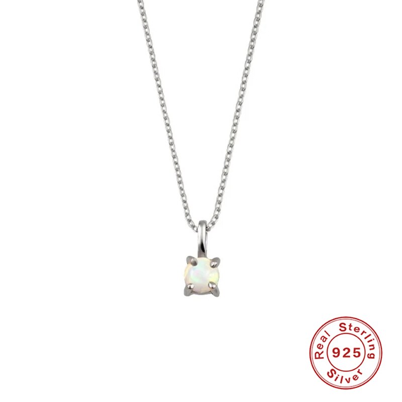 ROXI – collier en argent Sterling 925 avec pendentif en opale, pierres précieuses, clavicule ronde classique, bijoux fins, chaîne