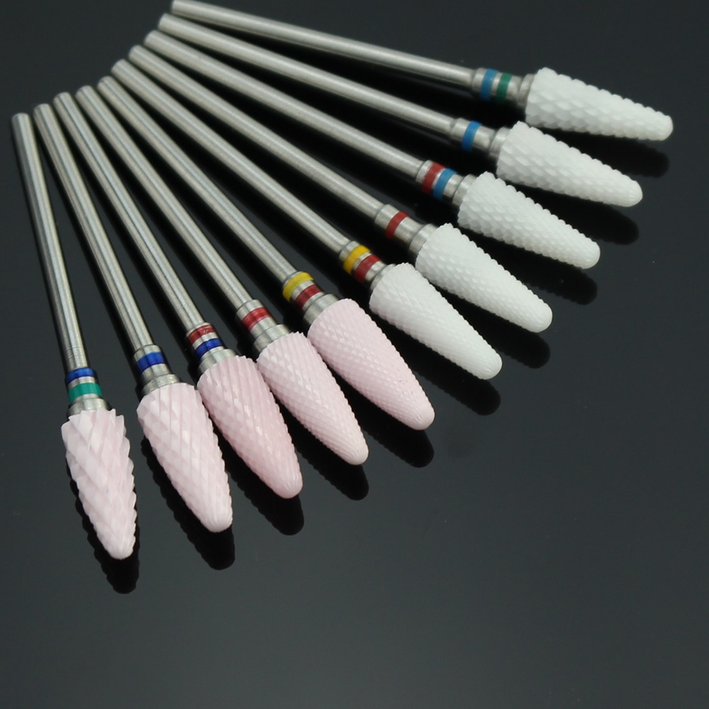 1 stücke Weiß Rosa Keramik Nagel Bohrer Fräsen Cutter für Manikübetreffend Elektrische Bohrer Zubehör Dreh Grat Manikübetreffend Bits Mühlen Werkzeug