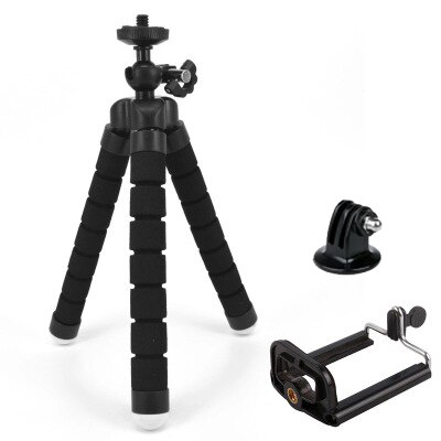 Trípodes de pulpo de araña Flexible Mini trípode móvil Gorillapod para iPhone GoPro Canon Nikon Sony tabla para cámara teléfono de escritorio: Black