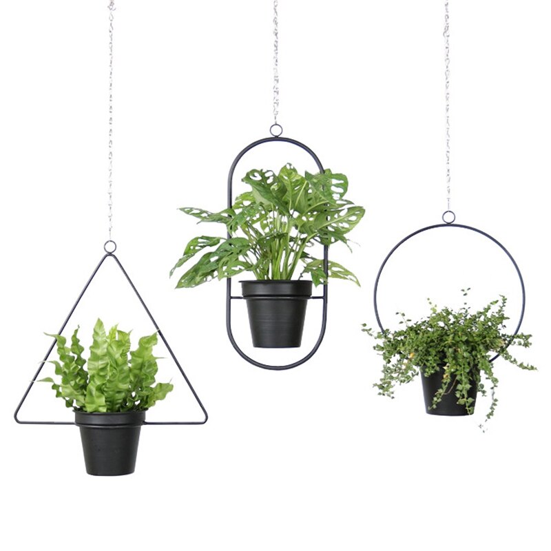 Vasi da fiori per piante sospese, 4 pezzi, appesi per decorazioni da parete per fiori, decorazioni da giardino a soffitto per balcone, con catena sospesa