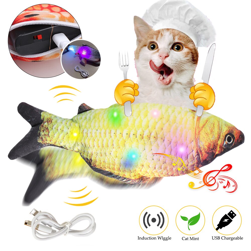 Pet Soft Electronic Fish Shape Cat Toy Electric USB Charging Simulation Fish Toys Funny Cat Chewing Playing Supplies Dropshiping: 12