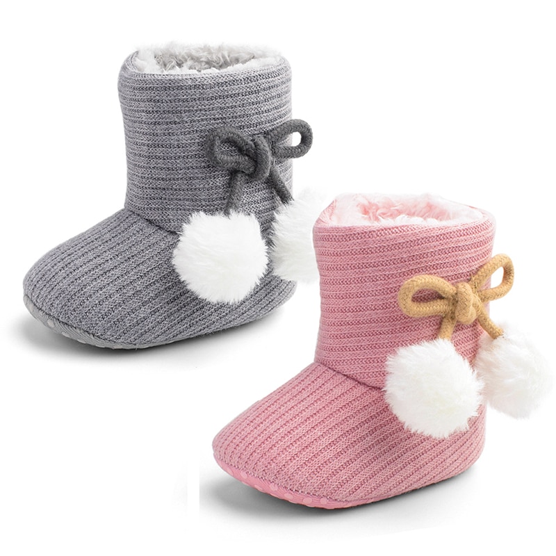 Baby Weichen Sohlen hoch oben Bootie Nicht-Unterhose Weiche Baumwolle Baby Kleinkind lässig Schuhe Herbst Winter Warme Plüsch Ball solide Stiefel