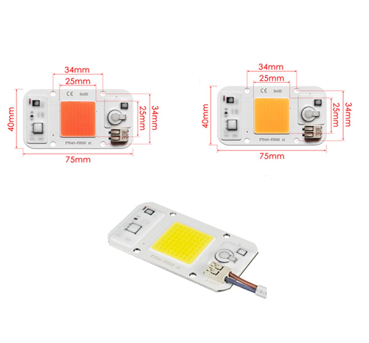 LED COB Chip Grow LED Light 110V 220V 20W 30W 50W Cold Warm White Day White No Welding Dimmable SpotlightFloodlight DIY Lighting