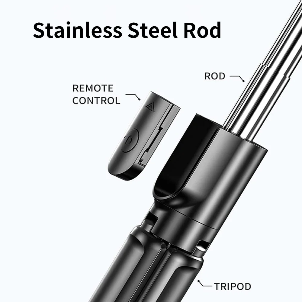 Bluetooth Selfie Stick Draadloos 360° draaibaar statief Afstandsbediening Sluiter Invullicht Multifunctionele intrekbare standaard