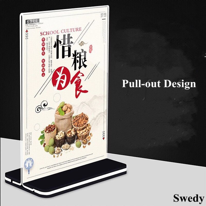 100x200mm Clear Acrylic Poster Menu Holder Leaflet Display Stands T Shape Sign Holder Frame Display Stand