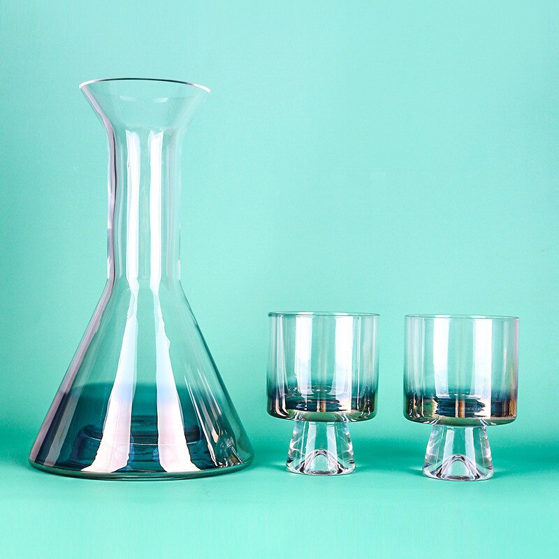 Jarra de cristal, jarra para agua cliente, hervidor frío, contenedor de jugo, botella de vidrio, bote de agua fresco, café, té, bebida para Cocina: Grey 1 Pot 2 Cups