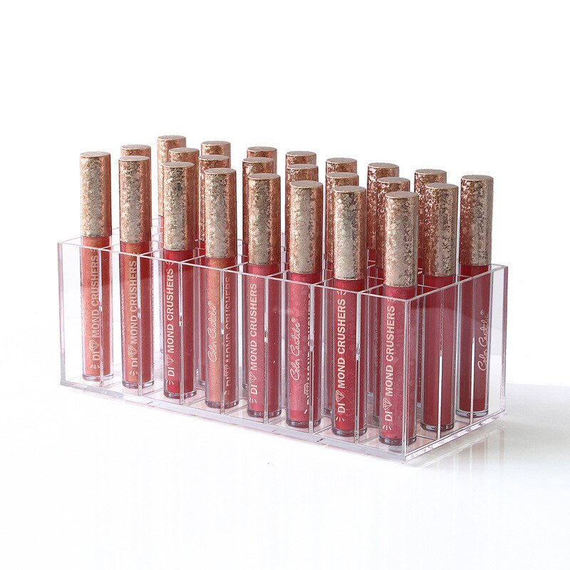 Soporte para brillo de labios, 24 ranuras CC, lápiz labial en crema, caja de exhibición, almacenamiento de secado solar, organizador de maquillaje cosmético