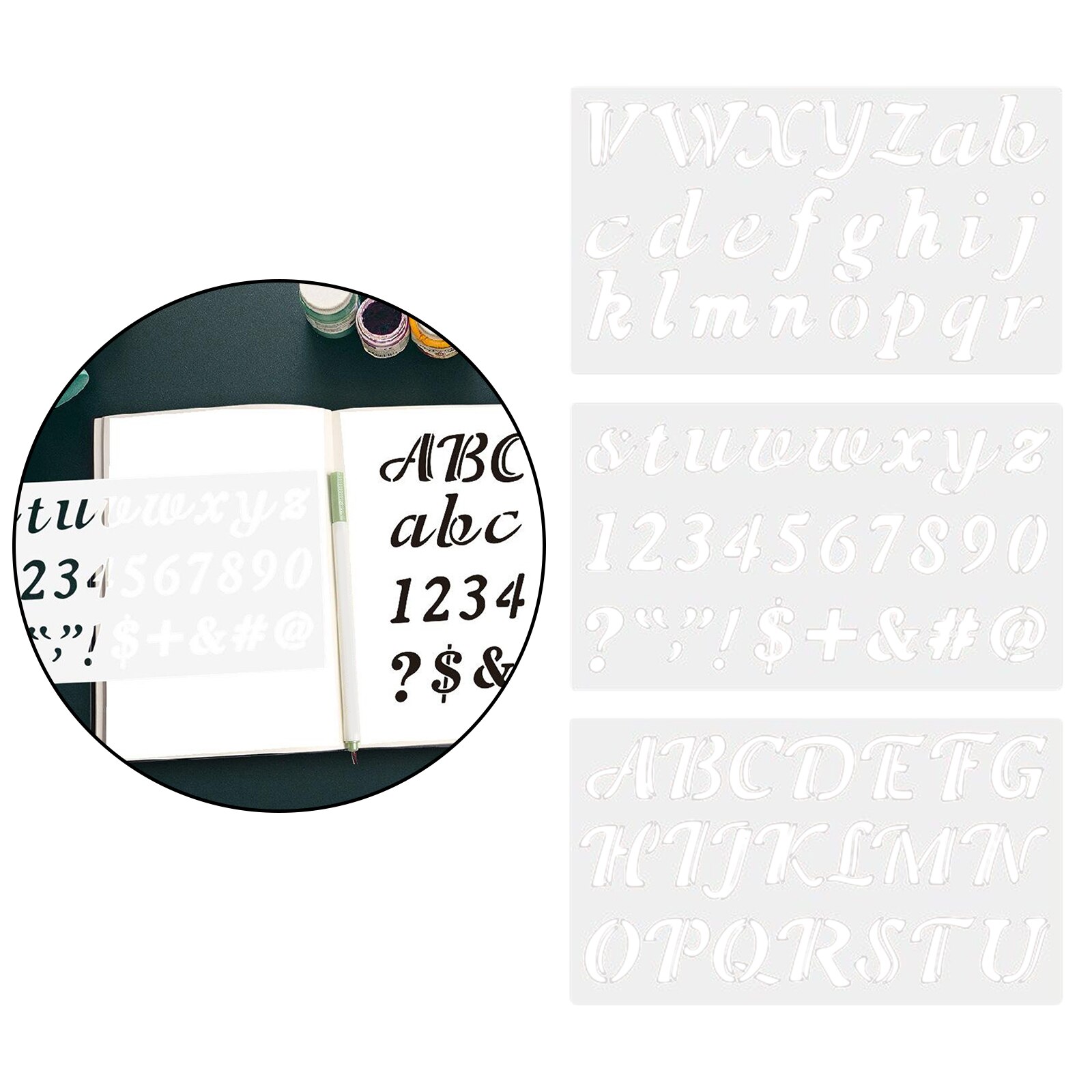 Pack of 3 Alphabet Letters Stencils Numbers Lettering Signs DIY