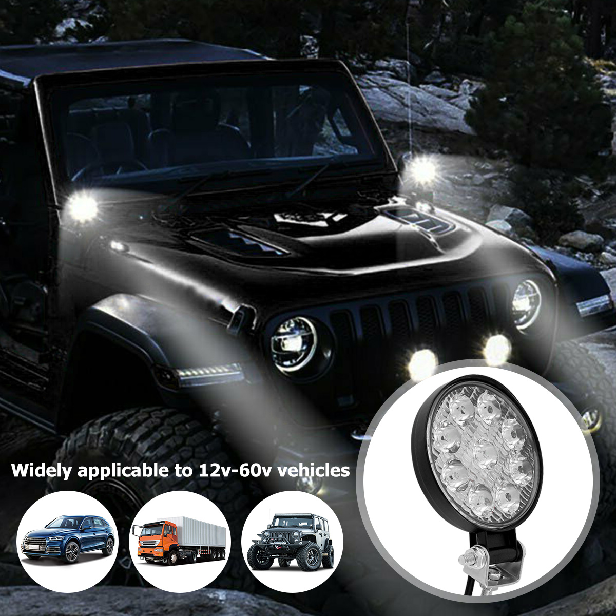 2 Stuks Led Werklamp 480W Auto Truck Led Koplamp Ronde Led Verlichting 6000K 5000lm Koplamp Voor Off-Road Auto Suv Rijlichten