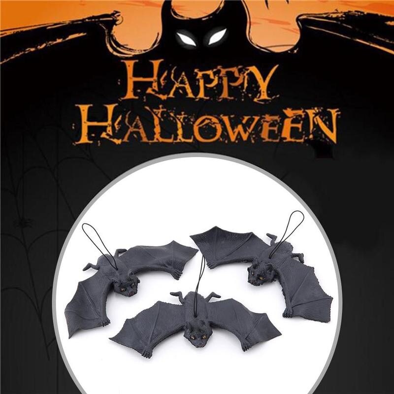 1pcs Halloween Simulation Bat Trick Toy Children Prank Simulation Horror Bat Model Hanging Prop Halloween Party Decoration