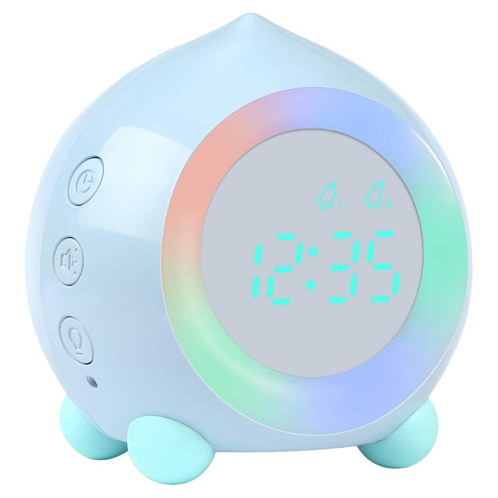 Proking freundlicher Wecker Digitale Sonnenaufgang Simulator Schlafzimmer freundlicher LED Farbe Ändern aufwachen hoch Uhr Thermometer Bunte: Blau