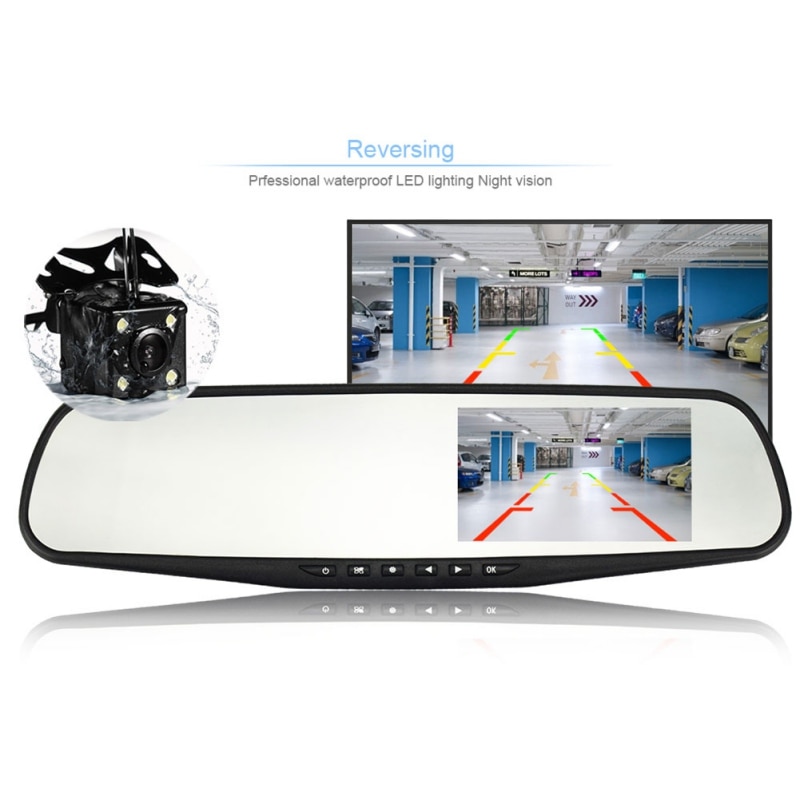 Full Hd smart Achteruitrijcamera Auto Dvr Dash Cam 4.3 inch Dual Lens Auto Dashcam Recorder Registrator In Auto video Voertuig