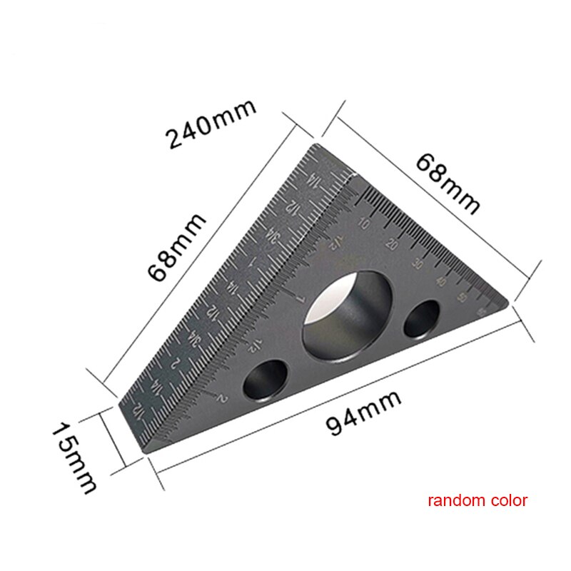 45 Degree Aluminum Alloy Angle Ruler Inch Metric Triangle Ruler Carpenter's Workshop Woodworking Square Multifunction Tool: type1