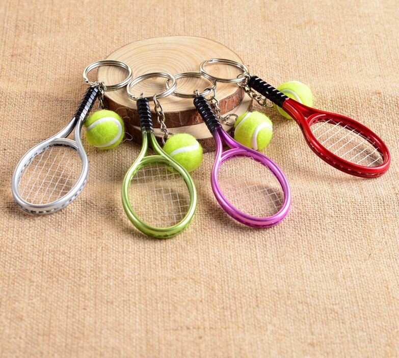 20PCS Tennis bag Pendant plastic mini tennis racquet key ring small Ornaments sport keychain fans souvenirs key chain