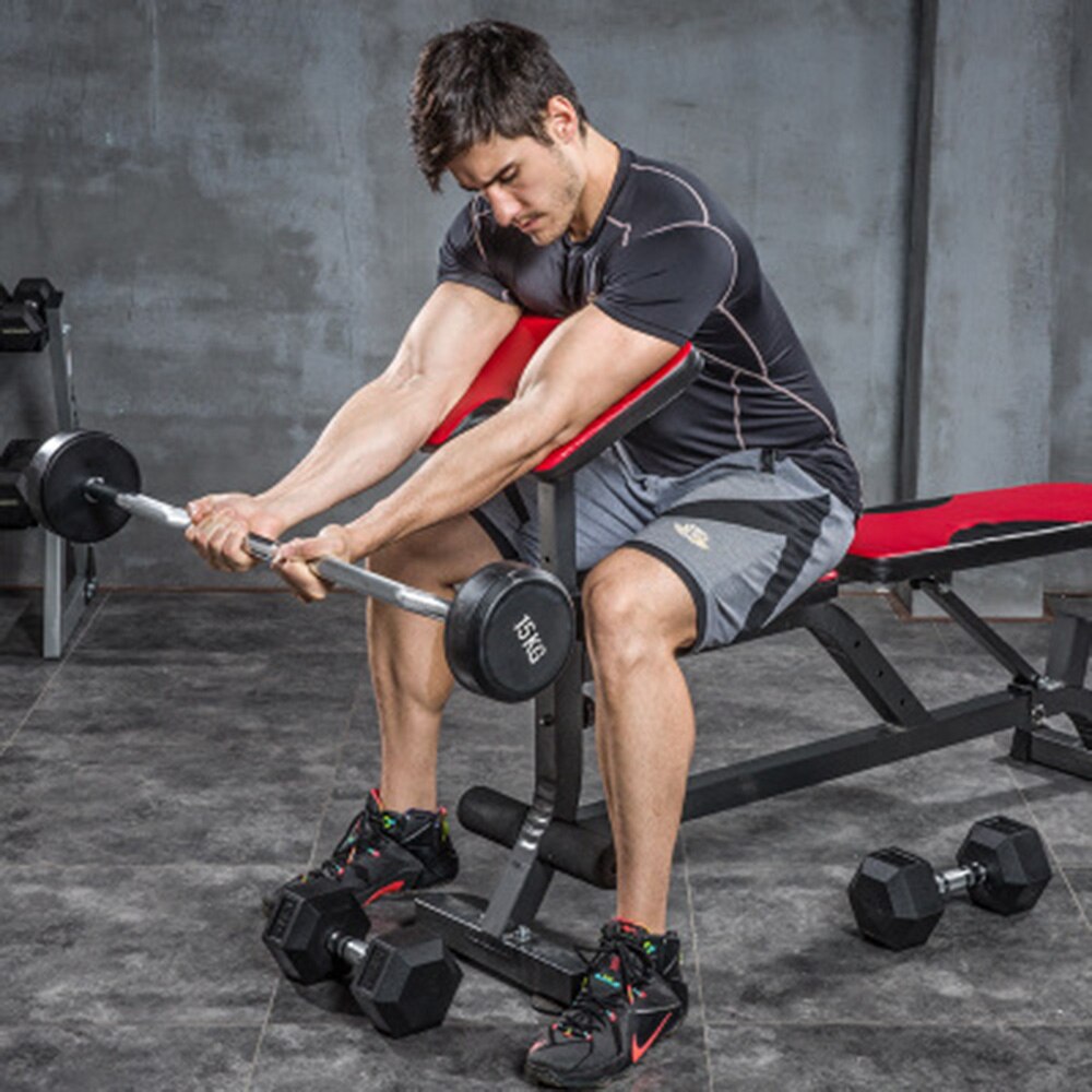 10kgFixed rubber barbell suit fitness home barbell curved rod 1.2 m weightlifting fitness equipment squat counterweight