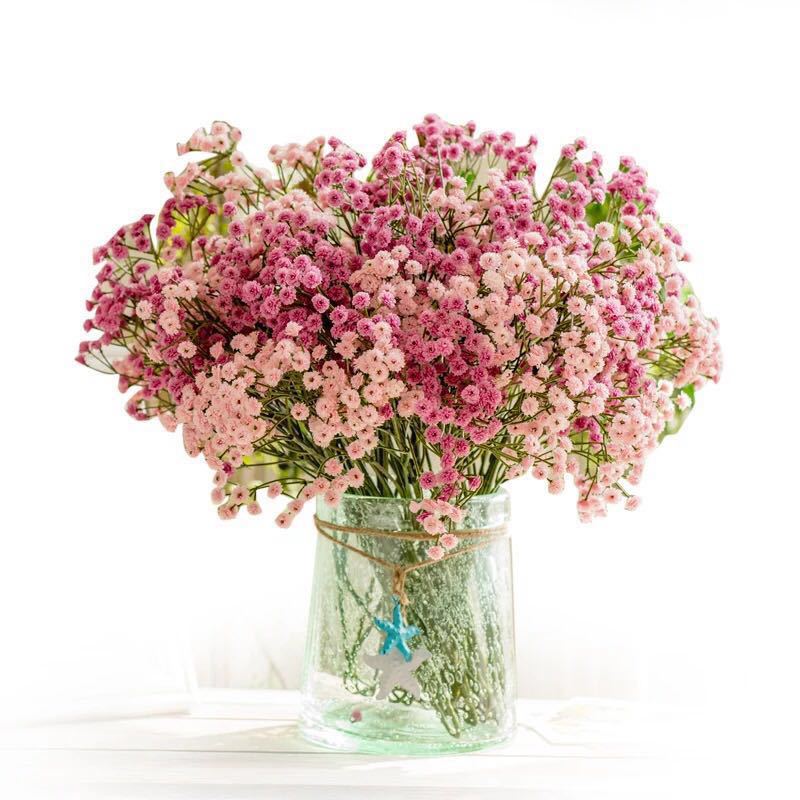 135 mini hoveder ægte følelse kunstig gypsophila bryllup dekoration fødselsdag gør det selv foto rekvisitter plast pu blomsterkrans