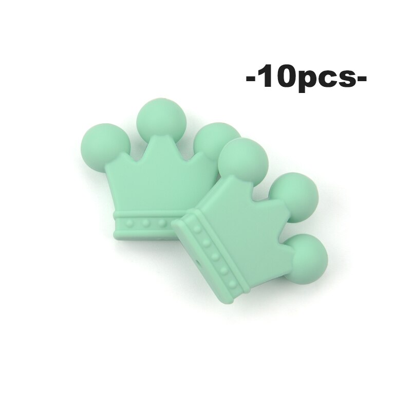 LOFCA – perles couronne en Silicone, 10 pièces, sans BPA, de alimentaire, utilisées dans la fabrication de colliers, Bracelets, accessoires de bijoux: BLEU CIEL