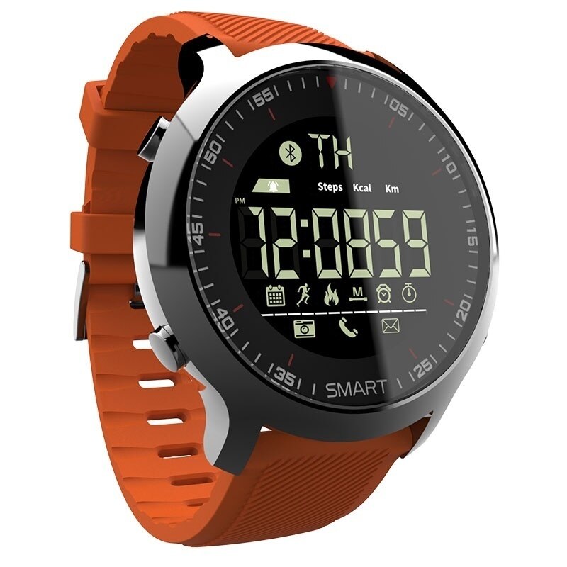 Clever Uhr IP68 Wasserdichte 5ATM Schrittzähler Nachricht Erinnerung Lange bereithalten Zeit Hintergrundbeleuchtung Fitness Tracker Armbanduhr Armbinde: Orange