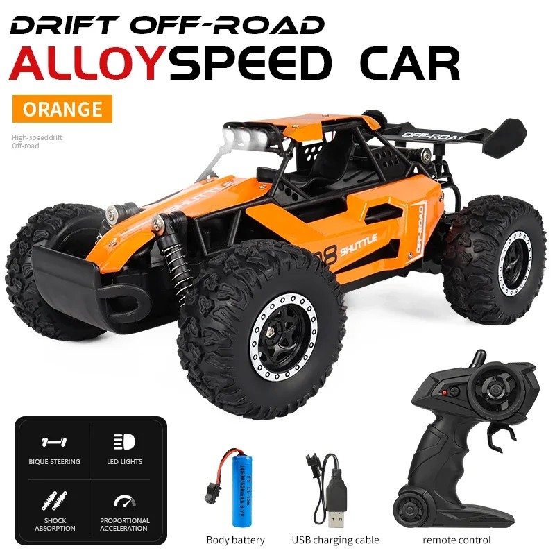RC Auto 1:16 2WD met LED Licht 2.4G 20 KM/H Hoge Snelheid Off-Road Klimmen Afstandsbediening auto Speelgoed Cadeaus voor Jongens Meisjes Kinderen: Rood
