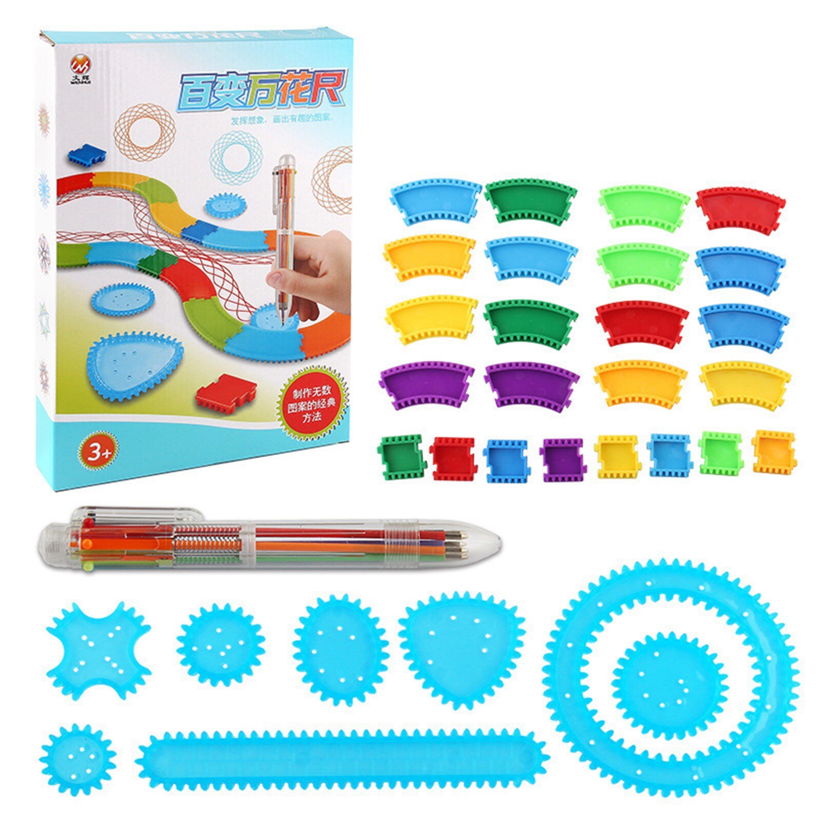 Fleurs magique règle ensemble multifonctionnel pratique dessin règle papeterie Puzzle Wanhua règle apprentissage dessin outil 100M: B