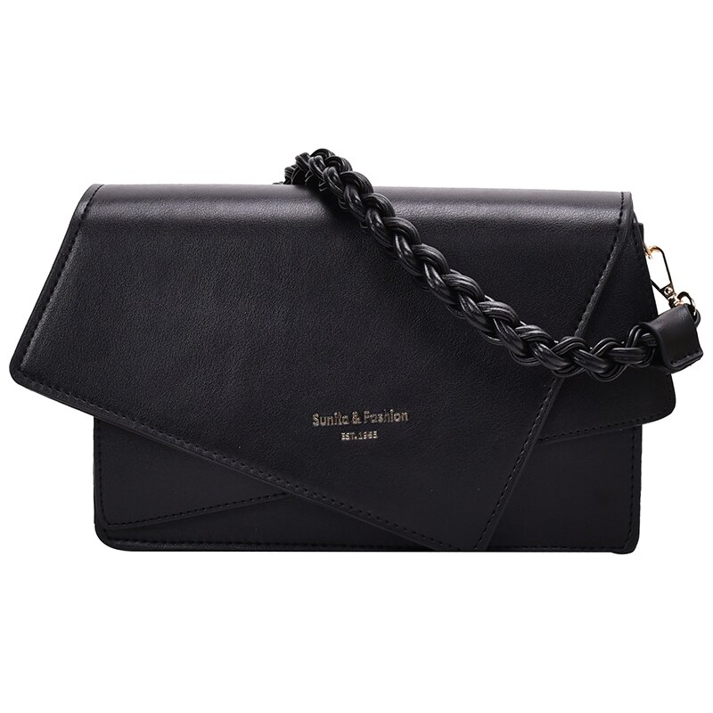 Ensfarget firkantet crossbody-veske pu lær dameveske reise skulder messenger bag