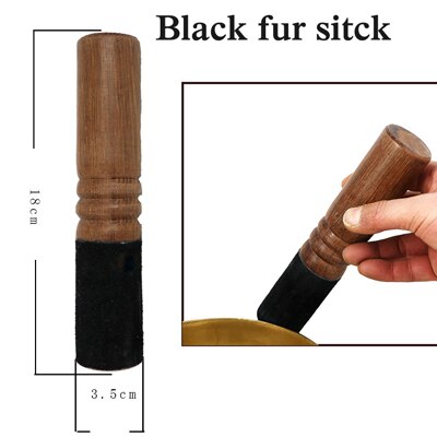 Tibetaanse Kom Zingen Kom Nepalese Boeddhistische Tibetaanse Zingen Yoga Meditatie Kom Boeddhistische Geluid Therapie Kom Koper Religie Carft: Black fur stick 18cm