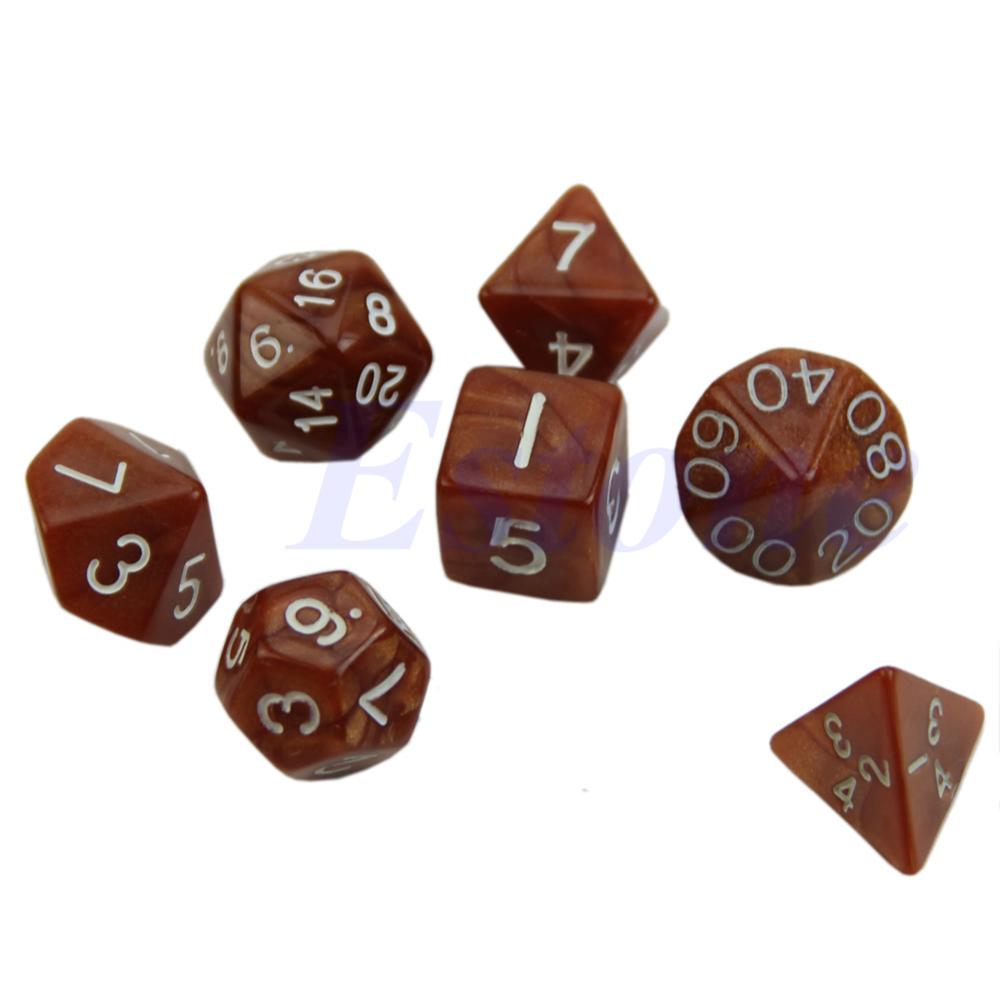 7x Black Sided Dice D4 D6 D8 D10 D12 D20 For D&D RPG Poly Game Set