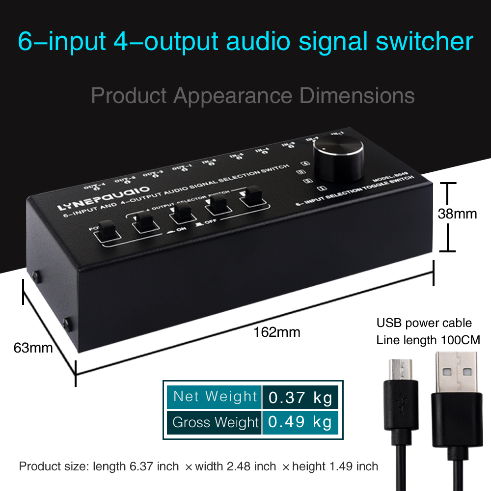 2025 neue 6-in 4-out audio signal switcher splitter audio quelle switcher ausgang schalter steuerung kann gleichzeitig ausgang
