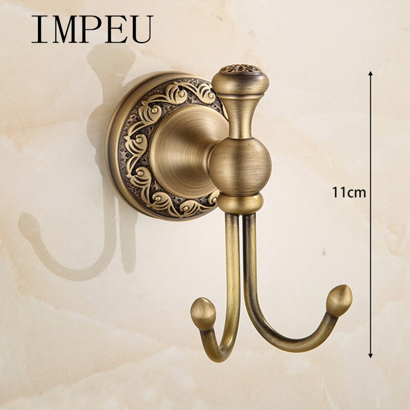 IMPEU Double Robe Hook, Jas en Handdoek Haken voor Badkamer Wall Mounted, Antiek Brons Afwerkingen