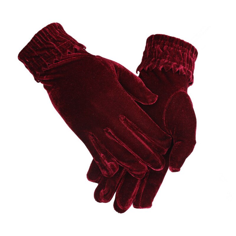 Modernos Guantes de terciopelo para mujer, cálidos Guantes de invierno de satén para mujer, Guantes Térmicos para conducir con dedos completos para mujer, Guantes