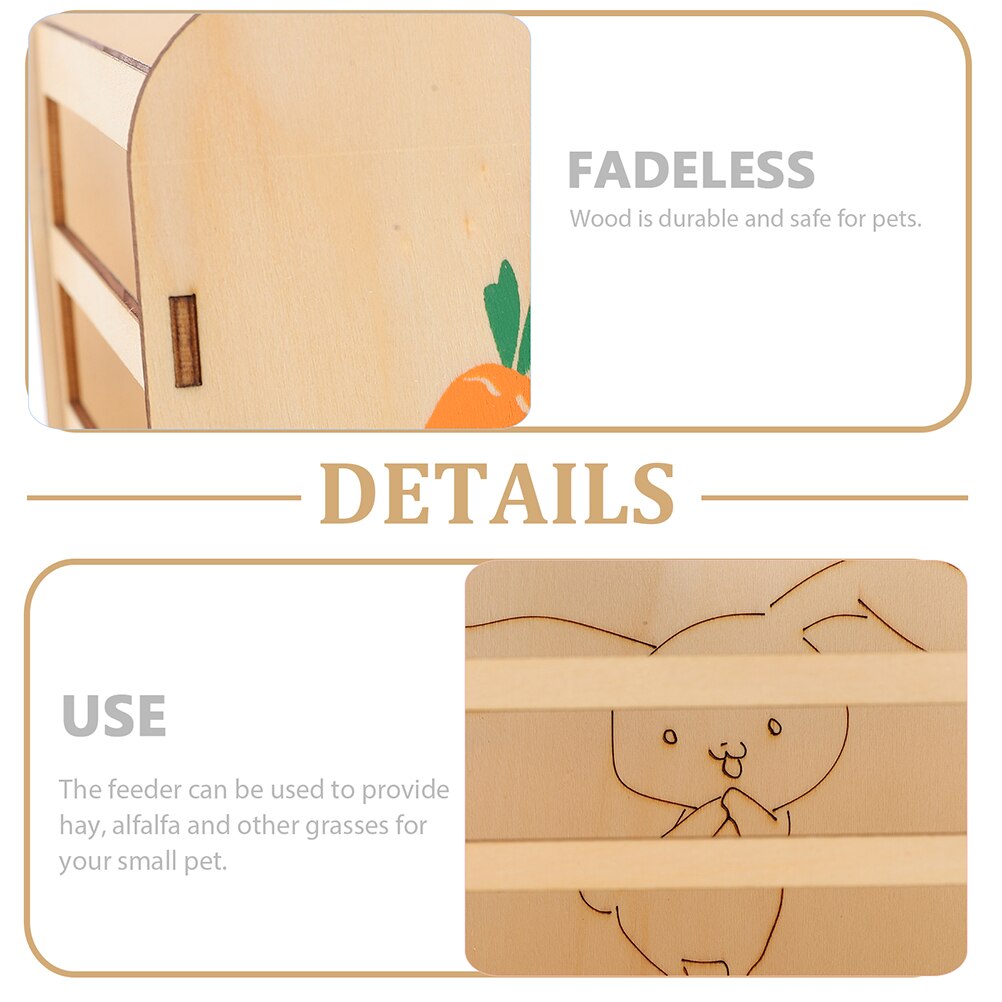 2pcs Small Animal Feeder Cage Feeding Tool Wooden Food Feeder Rabbit Hay Feeder Hamster Pet Cage Rabbit