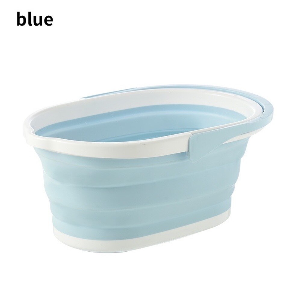 Portable Foldable Bucket Solid Basin Tourism Outdoor Clean Bucket Fishing Camping Car Wash Mop Folding Bucket Outdoor: Blue