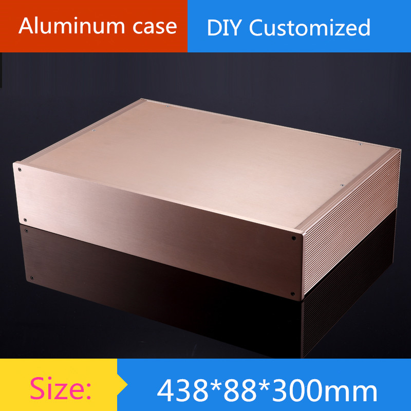 Case 438*88*300mm Full Aluminum 2U Amplifier Chassis instrumentation Shell DIY Aluminum Housing AMP Enclosure Case DIY Box