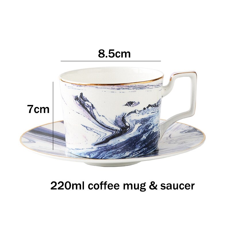 Purple Marbled Dinnerware Set Golden Ceramic Mug Dinner Plate Pasta Dishes Afternoon Tea Salad Dessert Plate Coffee Cup Saucer: 1 coffee cup saucer