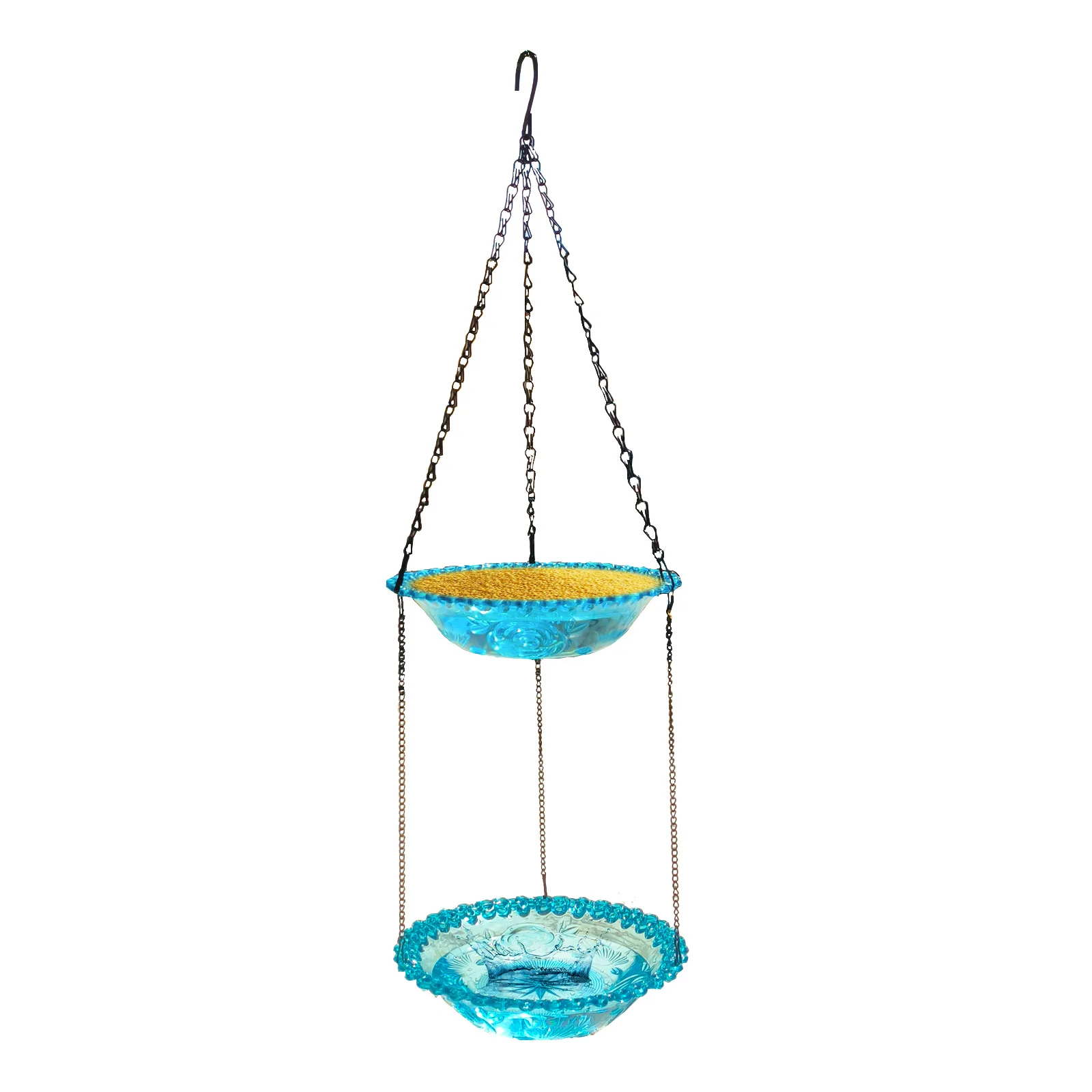 Bird Feeder Double-layer Outdoor Hanging Bird Feeder Bird Bath Courtyard Garden Hummingbird Feeder: WHITE