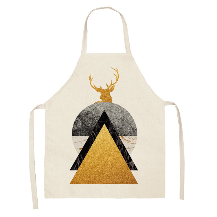 Hertenletter geometrische keukenschorten voor vrouwen katoenen linnen slabbetjes huishoudelijke schoonmaakschort thuis kookschort 53*65cm wql 0197: 2wq- wql 0191-18