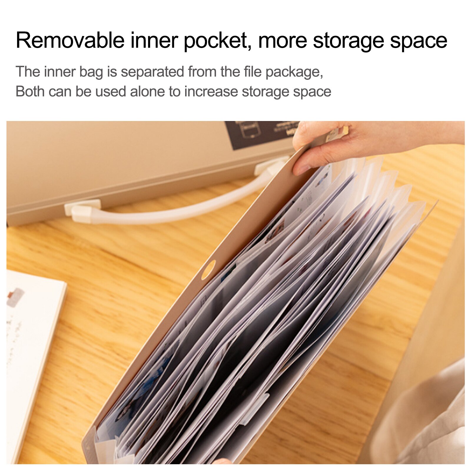 Portable Classification File Organ Bag 6 Compartment Waterproof Document Storage Briefcase Office Desktop Storage Supplies