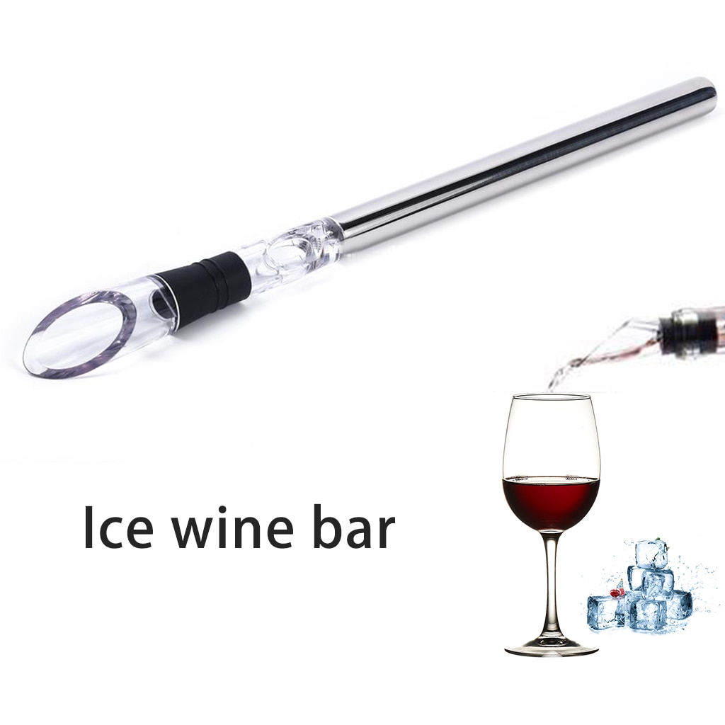 Refroidisseur à vin en acier inoxydable | Avec verseur à vin, bâton de glace, refroidissement des boissons, bâton de glace glacé, outil de Bar