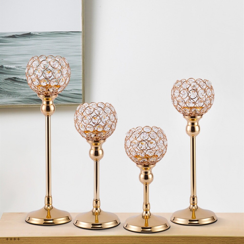 Candelabros de 3 brazos con arco de cristal, portavelas de puente, tazón, adorno romántico para decoración del hogar y boda