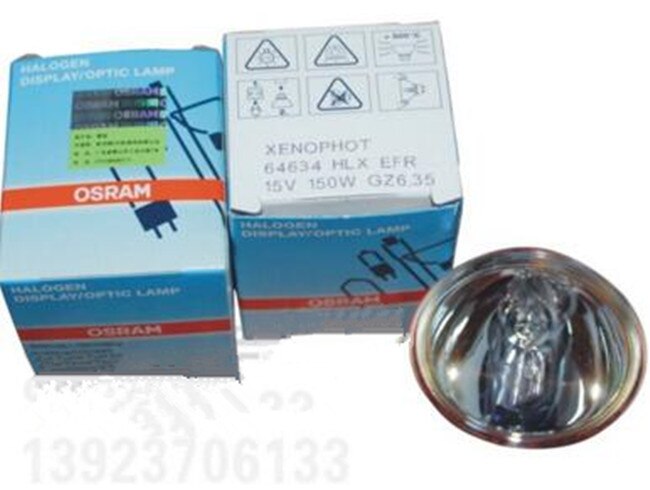 gorący!! HLX 64634 Xenophot 15 V 150 W niemcy GZ6.35 EFR żarówki, HLX64634 15V150W lampa halogenowa źródło zimnego światła puchar darmowa wysyłka