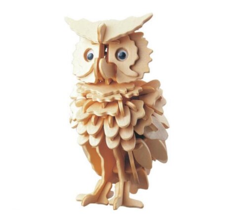 3D Houten Uil Puzzel Jigsaw Houtbewerking Kids Kit Speelgoed Model Diy Bouw Dier Puzzel Game Vergadering Voor Kinderen: animal owl