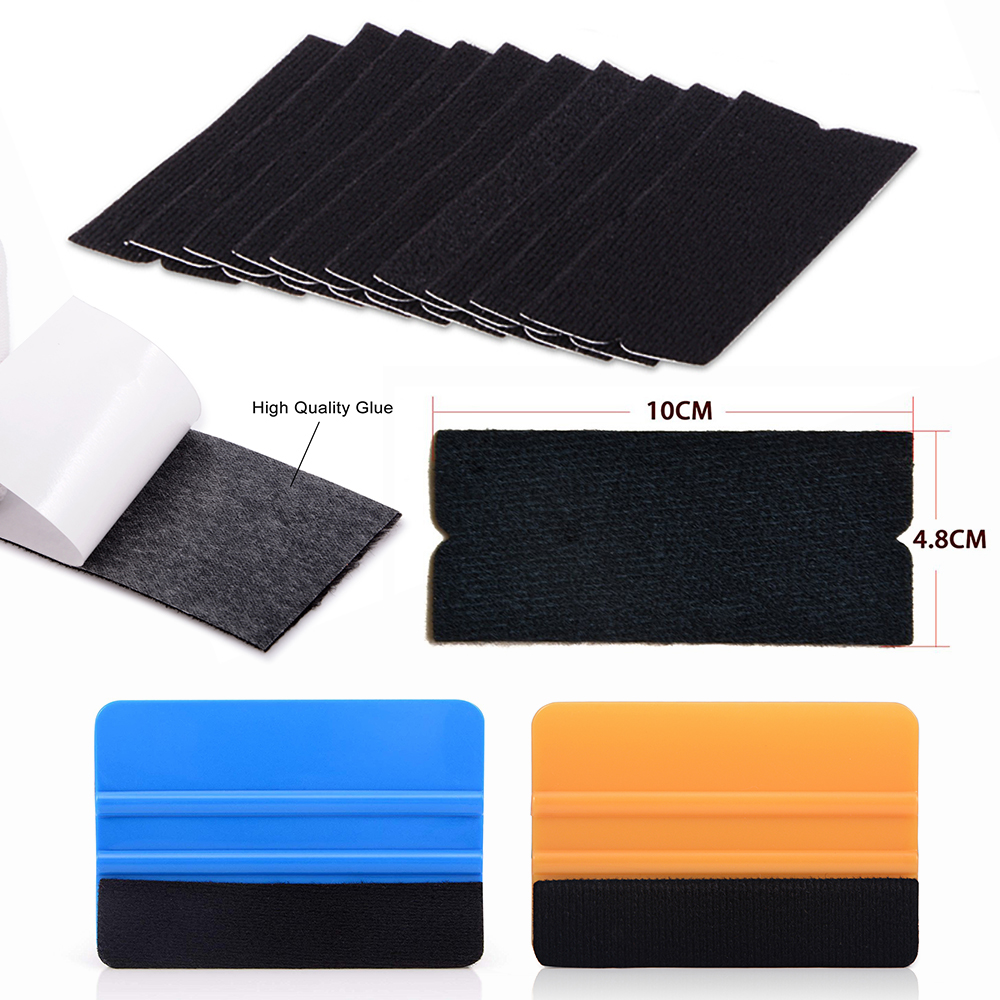 Ehdis carbon vinyl film bil wrap filt stof til 4 &quot; 10cm gummiskraber automatisk vinduesfarvet indpakningsskrabere uden ridser filt kant klud