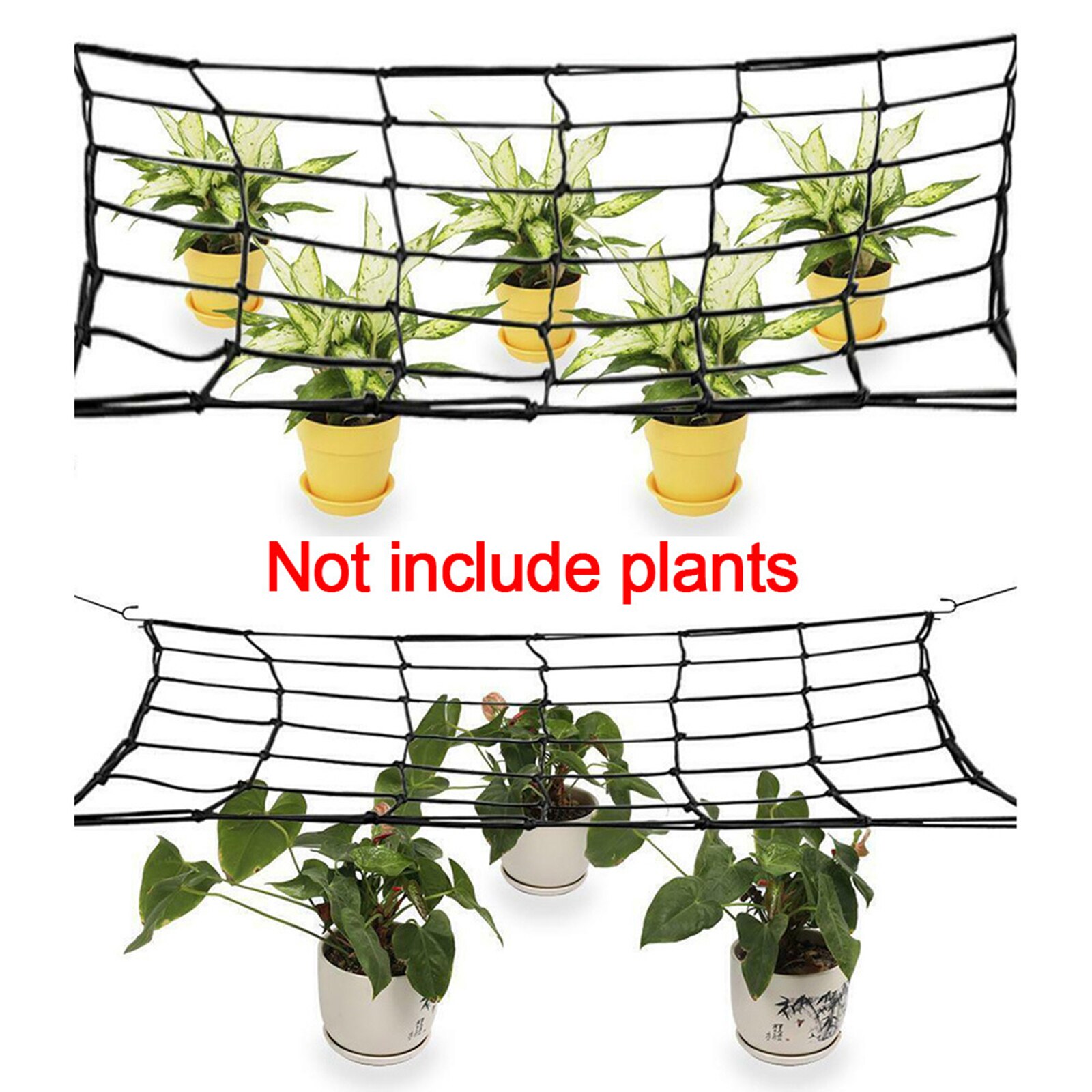 Trellis Netting, Elastische Netten, Flexibele Latwerk Met Haken Voor Groeien Tenten, Vruchten, Bloemen (Zwart)