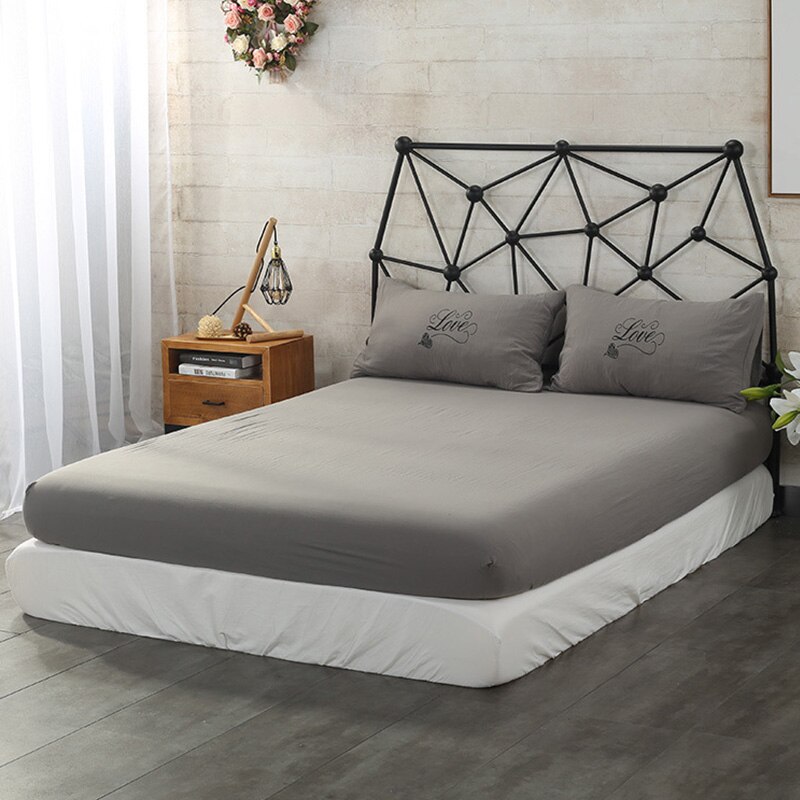 1Pc Waterdichte Matrashoes Voorzien Laken Pad Protector Effen Kleur Sprei Koningin/Koning Twin Matras Cover Protector: 2 / M