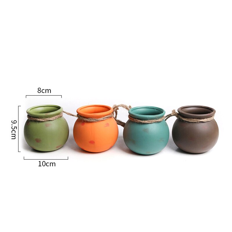 Mini zakka hamp reb kødfuld blomsterpotte keramisk hængende vase væghængende planter blomsterplante bonsai gryder tilbehør til hjemmet