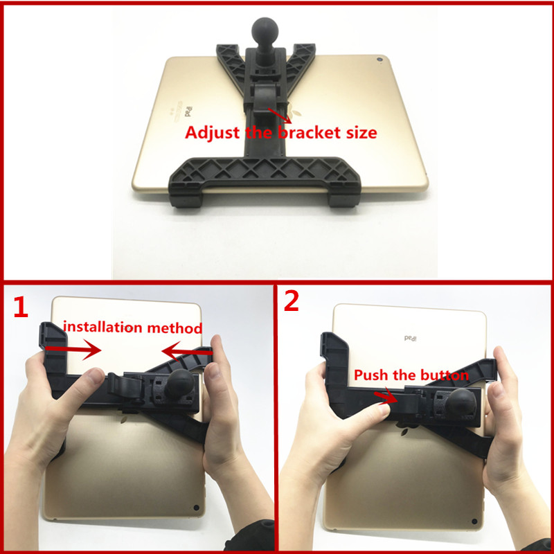 Adjustable tablet cradle holder with 1 inch ball for iPad Air mini 1 2 3 4 and 7-12 inch tablets compatible for ram mounts