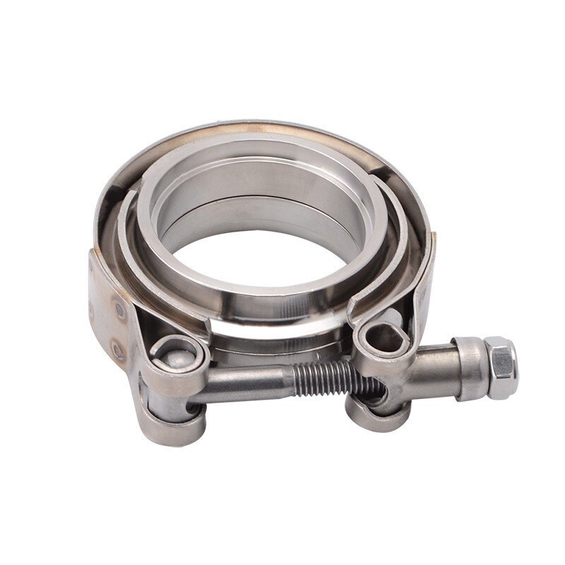 SPEEDWOW Car Racing 2 Inch V-Band Clamp Stainless Steel V-Band Flange Kit For Exhaust Pipes Downpipe Part Silver