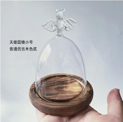 8.5*9cm Angel Top Glass Dome Home Decoration Diameter=8.5cm Height=9cm Different Base Glass Dome DIY Wedding Favor Friend: 1set antique basedom