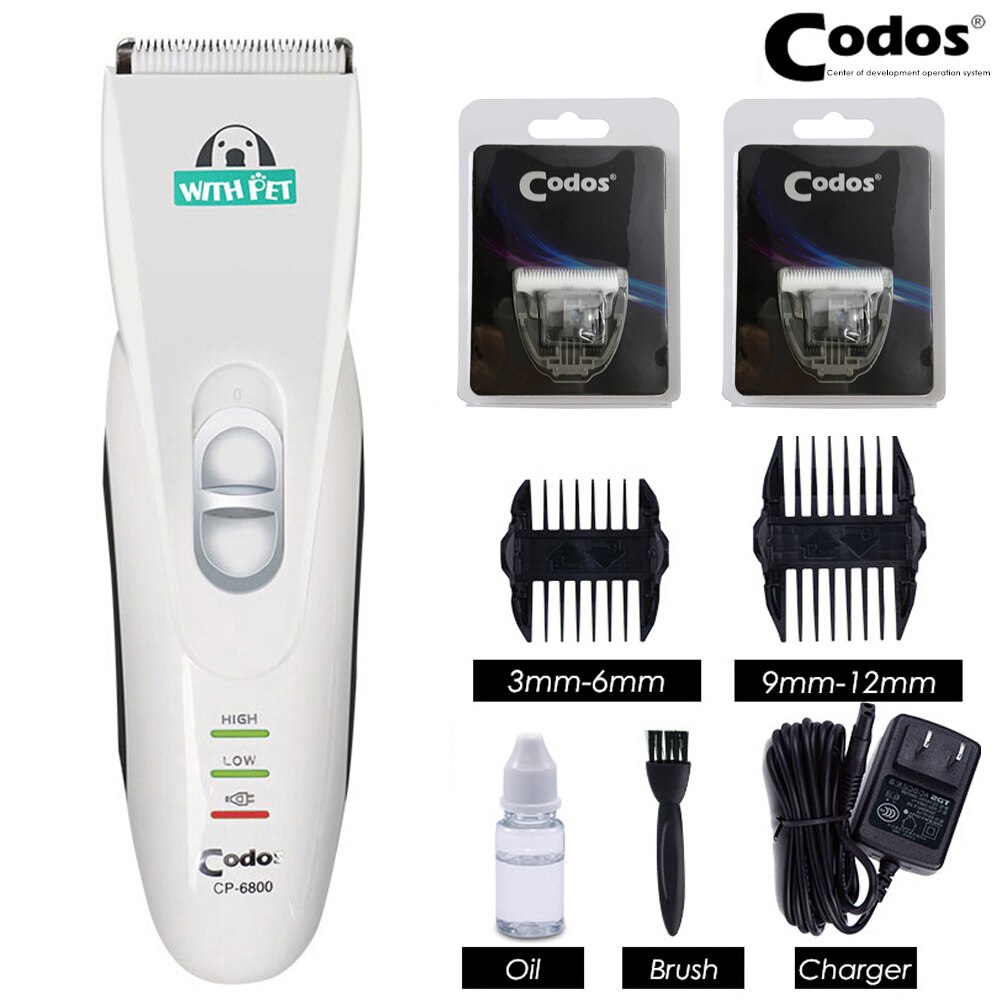 Codos CP-6800 Krachtige Elektrische Hond Haar Trimmer Silver Oplaadbare Sharp Huisdier Tondeuse Hond Grooming Kapsel Scheerapparaat Machine